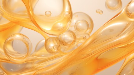 Close-up View of Shiny Oil with Bubbles Creating a Glossy Textured Surface