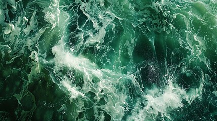 Fluid abstract patterns in emerald and sea green, suggesting the dynamic Irish seas and coasts. - obrazy, fototapety, plakaty
