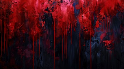 Streaks of blood-red and midnight blue in an abstract design, evoking a sense of foreboding.