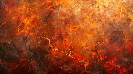 Abstract, crackling textures in fiery oranges and reds, mimicking a witch's cauldron.