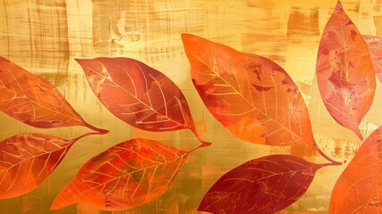 Stylized, abstract leaf patterns in gold and orange, symbolizing fall and gratitude. -