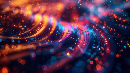 A colorful, abstract image with a lot of dots and lines