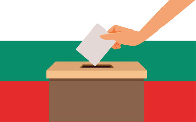 Bulgarian Citizen Voting in National Elections Vector Illustration. Bulgarian people voting for new government in national elections 
