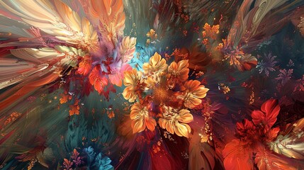 Abstract floral explosion, representing the flourishing growth of love over years. 