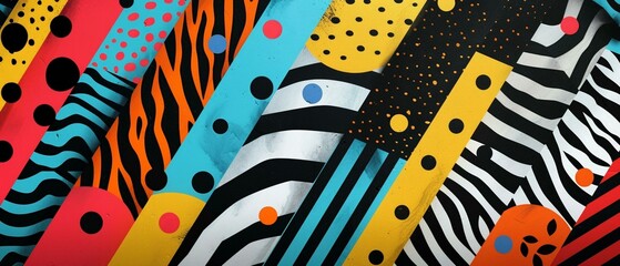 Safari patterns redefined, vivid geometric canvas - obrazy, fototapety, plakaty