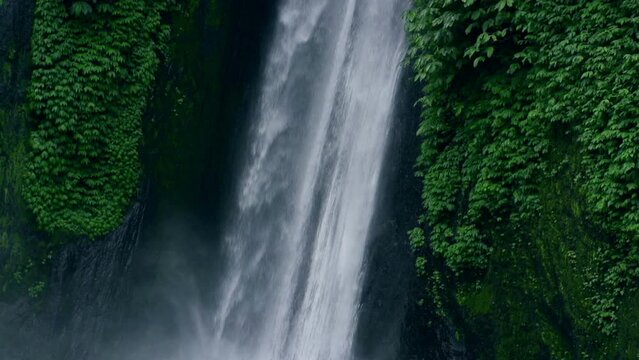 view of stunning waterfall in tropical zone slow motion shot at 240fps HD 