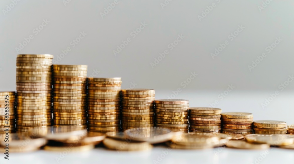 Poster stock funding or money saving graph with coins. background for business ideas and design. chart for 