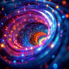 A spiral of colorful lights that looks like a vortex