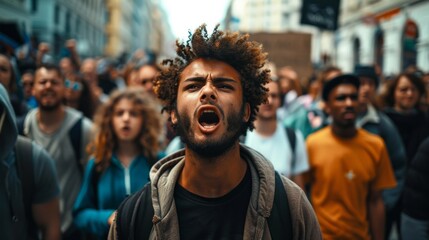 Raw Emotion: Street Protest for Social Justice - obrazy, fototapety, plakaty