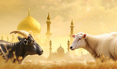 eid al adha qurban with animal for islamic new year event