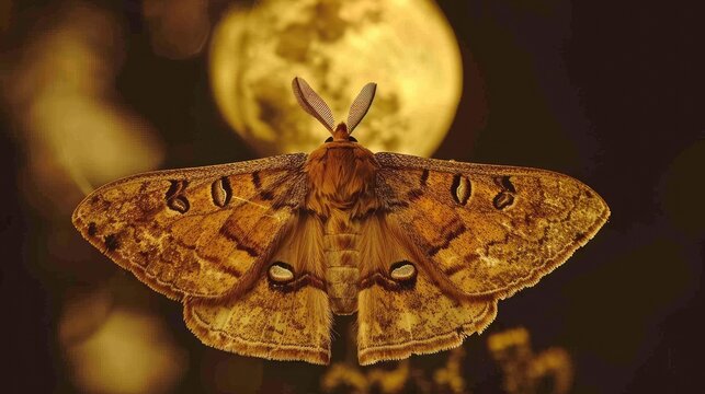 Close-up of a moth during a moonlit night