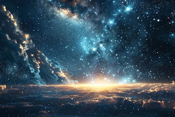Science fiction short story about a galaxy where wealth is based on starlight collected from different systems, imaginative and captivating - obrazy, fototapety, plakaty