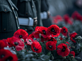 Silent Commemoration: Remembrance Day Tribute with Red Poppies