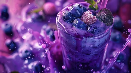 Blueberry smoothie artistic close-up