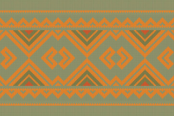 Ikat Seamless Pattern Embroidery Background. Ikat Diamond Geometric Ethnic Oriental Pattern traditional.aztec Style Abstract Vector design for Texture,fabric,clothing,wrapping,sarong.