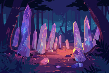 Crystal in the forest, Vector Illustration, Background