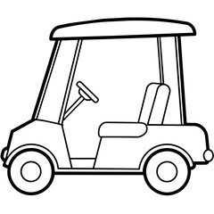 small golf cart vector line art