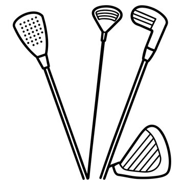 golf clubs black and white outline clip art preview
