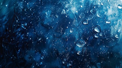 Abstract representation of spring showers, with fluid blues and intermittent bright spots, capturing the nourishing rain.  - obrazy, fototapety, plakaty