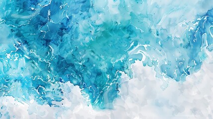 Obraz premium Soft watercolor washes blending azure blues and turquoise, evoking clear summer skies and refreshing waters. 