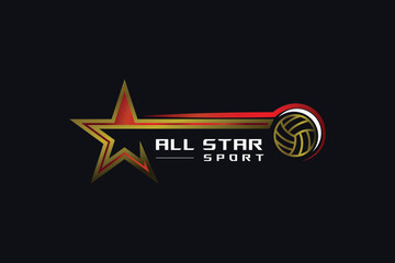 All star volley ball sport gradient design template