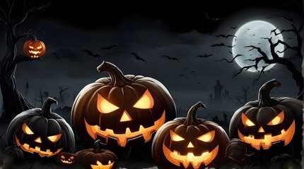 Halloween banner illustration with scary pumpkins background concept alim graphic