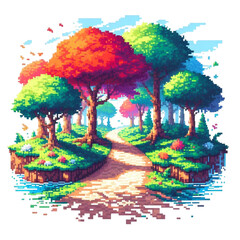 Pixel art forest scene