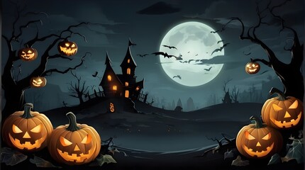 Halloween banner illustration with scary pumpkins background concept alim graphic