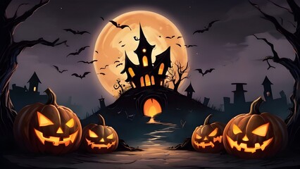 Halloween banner illustration with scary pumpkins background concept alim graphic