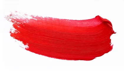 Poster Red stroke of watercolor paint brush isolated on white © Євдокія Мальшакова
