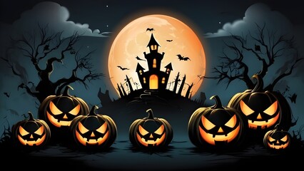 Halloween banner illustration with scary pumpkins background concept alim graphic