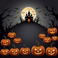 Halloween banner illustration with scary pumpkins background concept alim graphic