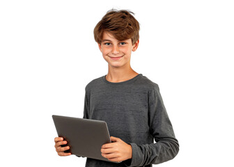 Young Boy Smiling with Tablet
