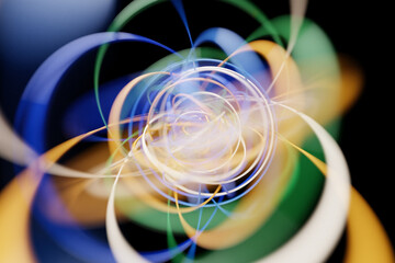 3d 3D illustration, colorful  illusion isometric abstract shapes colorful shapes intertwined