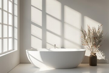 Fototapeta premium Bathroom Wall Mockup created with Generative AI