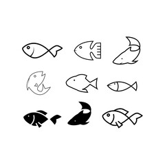 Fish icon vector set