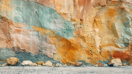 Creative desert abstraction: a study in color and texture amidst the arid landscape.