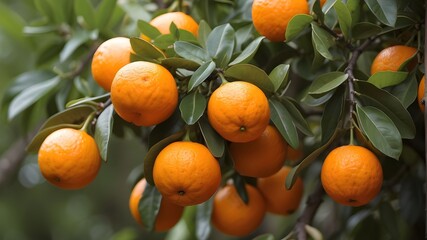 ripe, mouthwatering orange branches