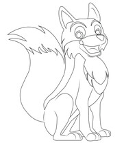 fox coloring page for kids, Art & Illustration
