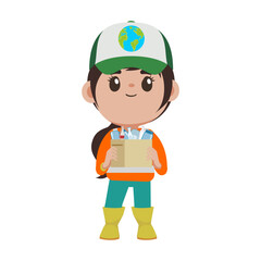 pose of people keeping the earth clean rubbish