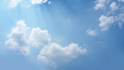 Sunlight through the clouds in the sky, natural colors