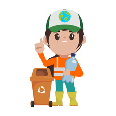 pose of people keeping the earth clean rubbish