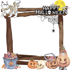 Halloween frame on transparent background.