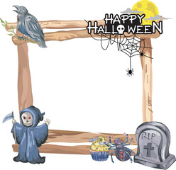 Halloween frame on transparent background.
