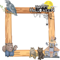 Halloween frame on transparent background.