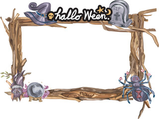 Halloween frame on transparent background.