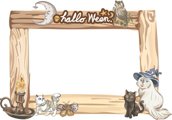 Halloween frame on transparent background.