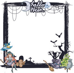 Halloween frame on transparent background.