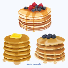 Cute Watercolor Pancake Clip Art - Download Breakfast Illustration