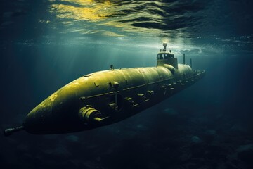 Submarine Surfacing: Submarine surfacing from underwater.